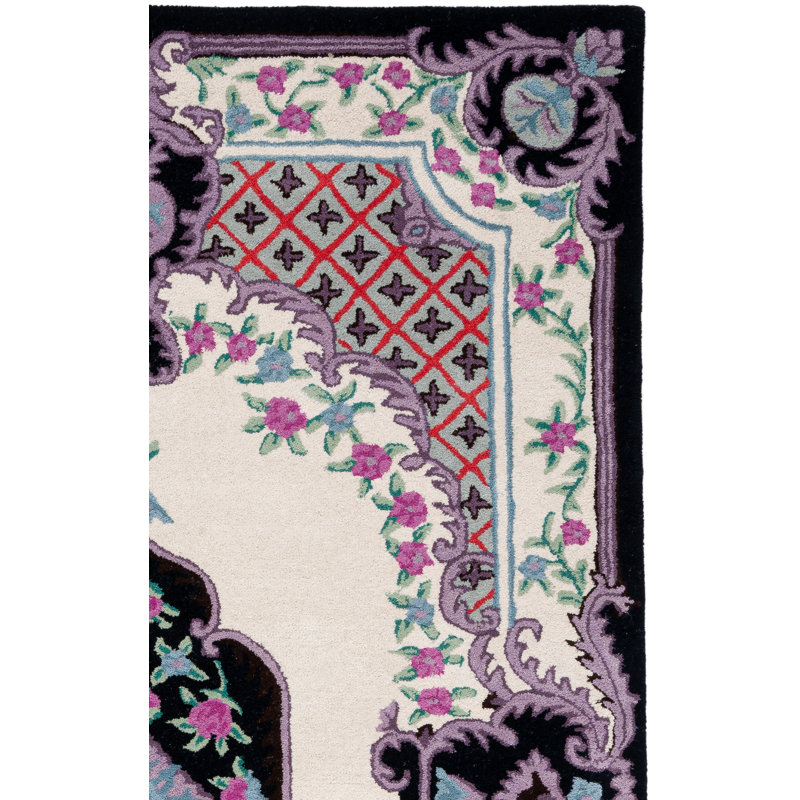 Tapis floral en laine touffeté à la main Dalayssa, Rectangle 5 pi x 8 pi
