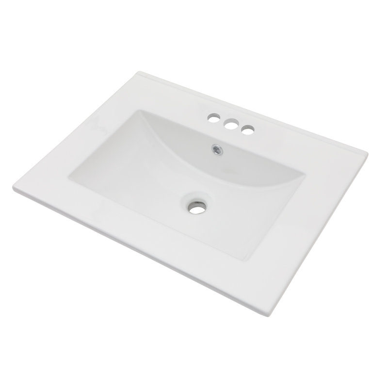 Comptoir de meuble-lavabo encastré en céramique blanc L 24 po x l 18 po, Centres de 4 po