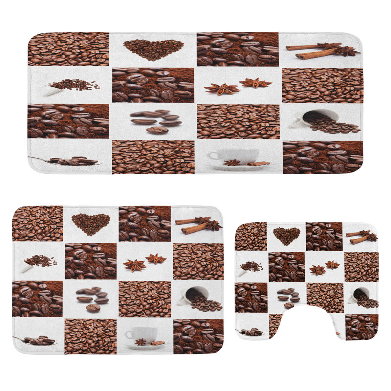  Ensemble de tapis pour salle de bain Coffee 3 pièces Coffee