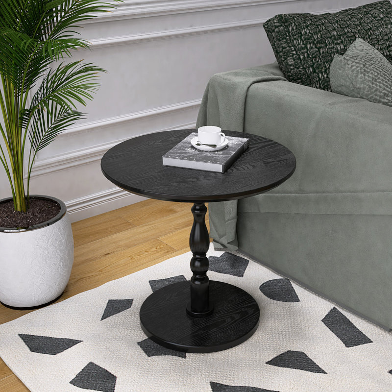 Table d'appoint ronde 23 po, table d'appoint ronde, petite table pour petits espaces, Noir antique