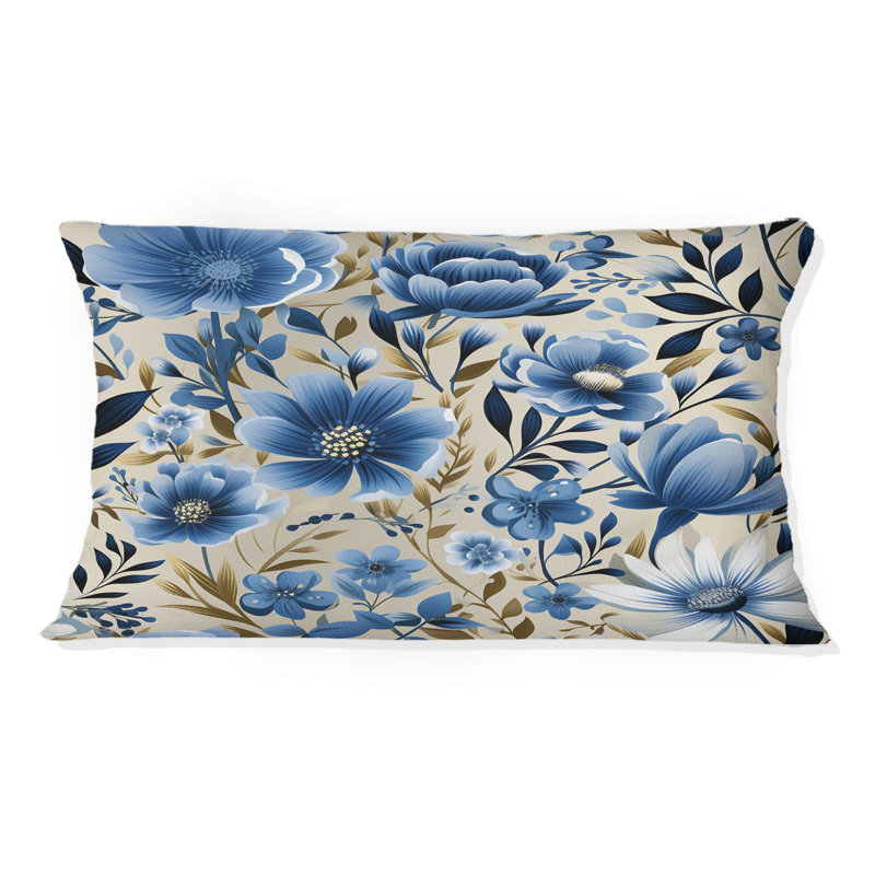 Motif floral simplicité scandinave bleue - coussin imprimé floral