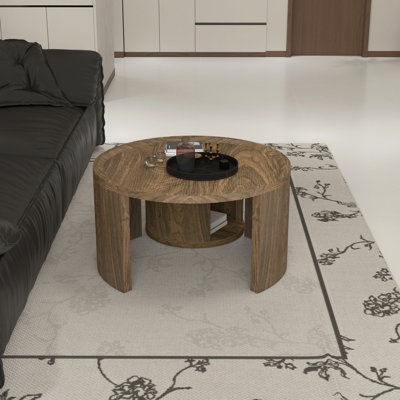 Ensemble de 2 tables basses rondes gigognes rondes, petite table d'appoint empilable de 18,5 po avec plateau en bois, petite table centrale minimaliste pour le salon et la chambre à coucher