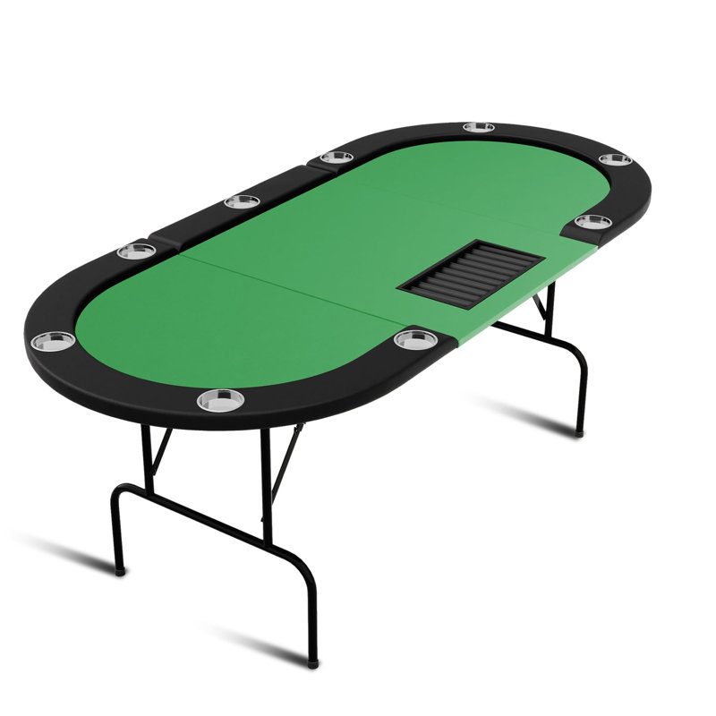 Table de poker ovale, pieds pliables avec porte-gobelets en acier inoxydable pour le Texas Holdem Blackjack