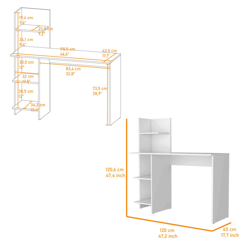 Bureau d'écriture à quatre tablettes, Blanc