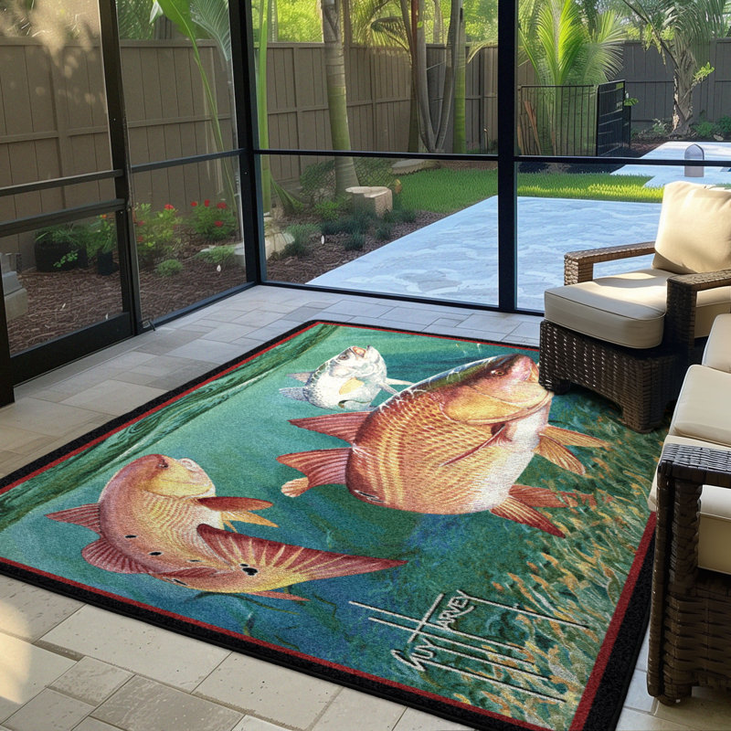  Guy Harvey Redfish Area Rug, Rectangle 3'10" x 5'4"
