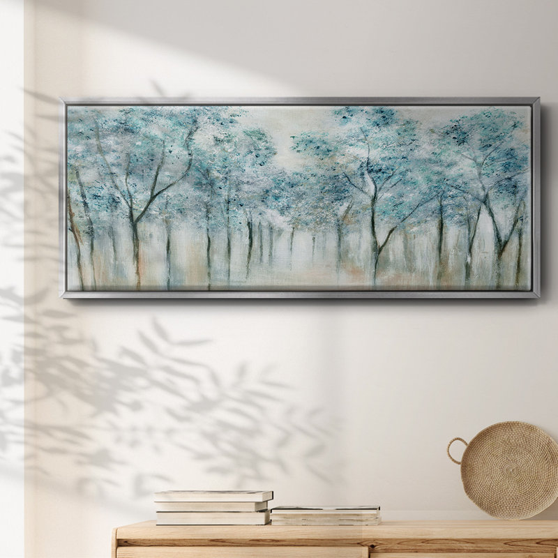 Printemps bleu - reproduction de cadre flottant sur toile, H 8 po x l 20 po x P 1,5 po, Argent