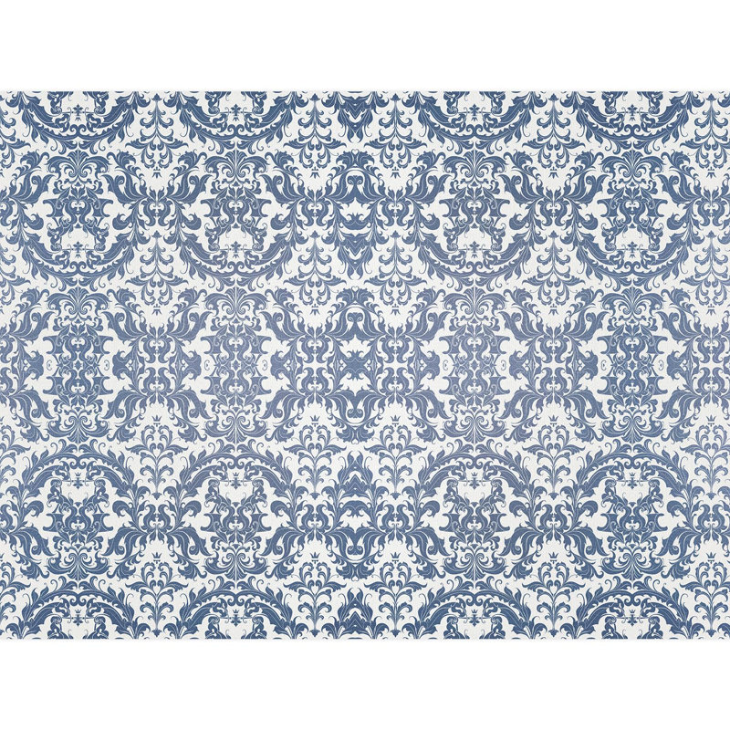 Motif damassé classique bleu classique, L 108 po x l 144 po