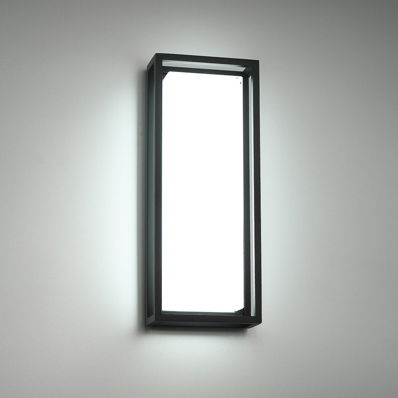 Framed Outdoor Flush Mount, 8" H x 20" W x 4" D, Black
