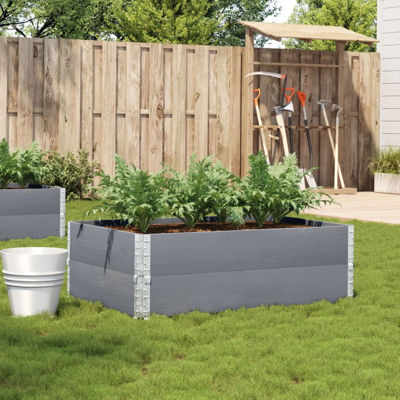 Corliss Wood Planter Box, 21.5cm H x 100cm W x 100cm D, Grey/Brown/Blue