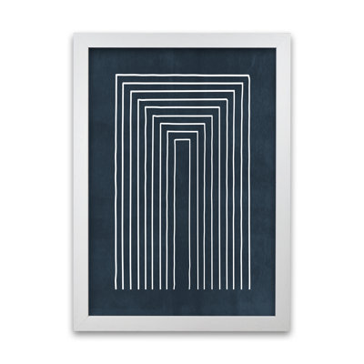 Lino Style Blue Geometric Lines - Print