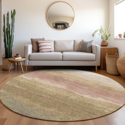 Machine Washable Indoor/Outdoor Cinead ACN1699 Tan Rug