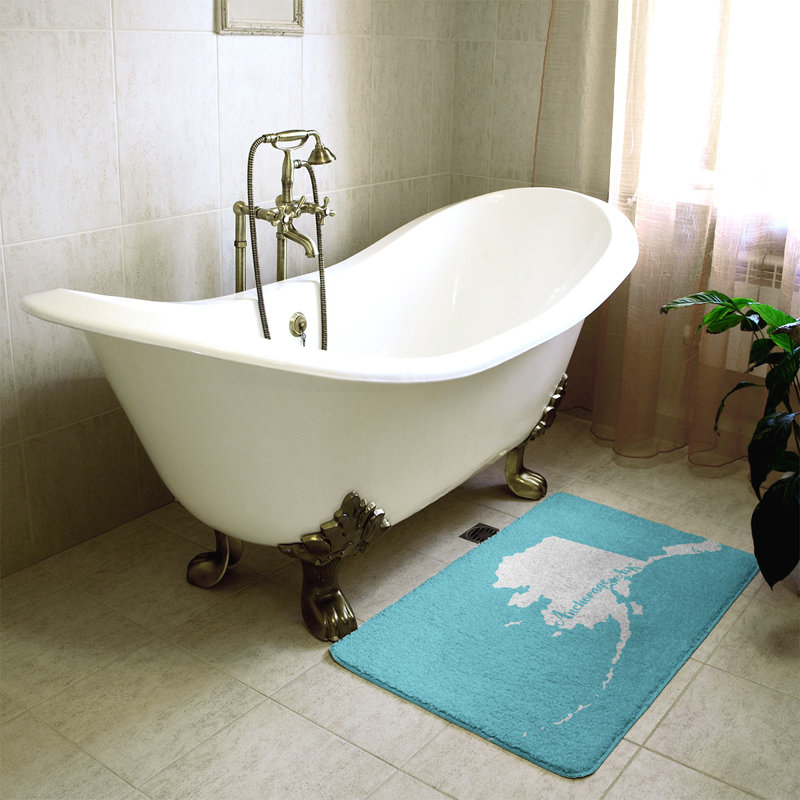Tapis pour salle de bain ancrage alaska, l 21 po x L 34 po, Bleu sarcelle, Anchorage, Alaska