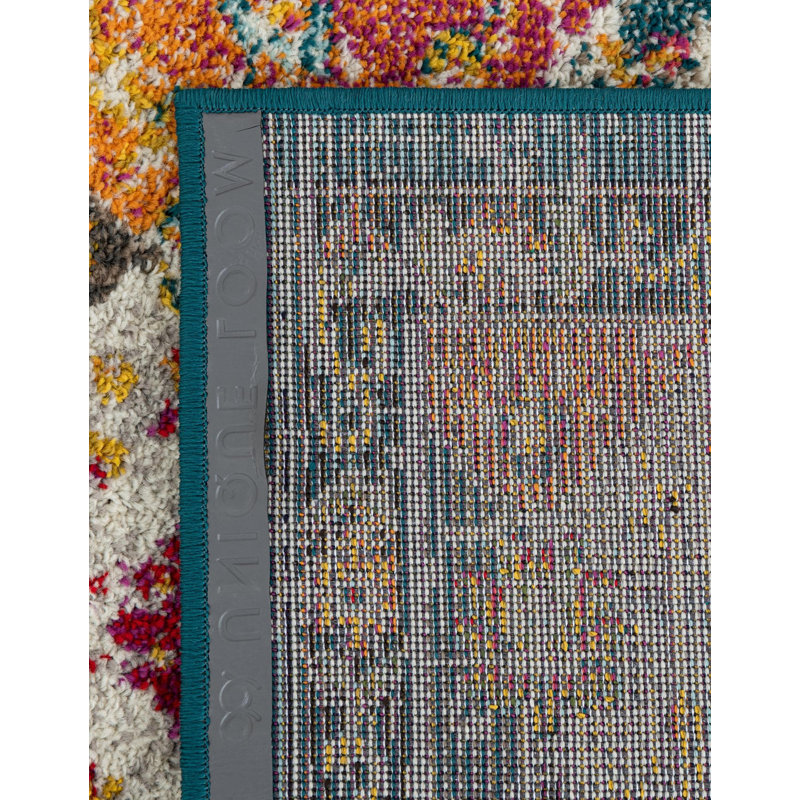 Galyean Abstract Multi Color Area Rug, Octagon 6'1" x 6'1"
