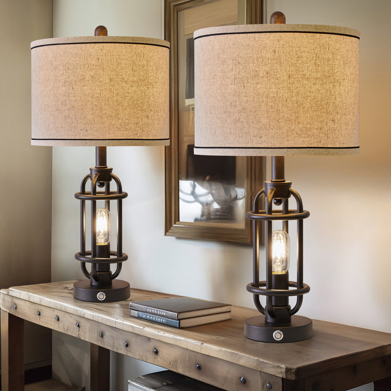 Jacolbi 3 Way Dimmable Touch Control Table Lamp with Dual USB Ports