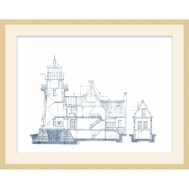 Blueprint Of Lighthouse 4 Framed Print, 24.48" H x 30.48" W
