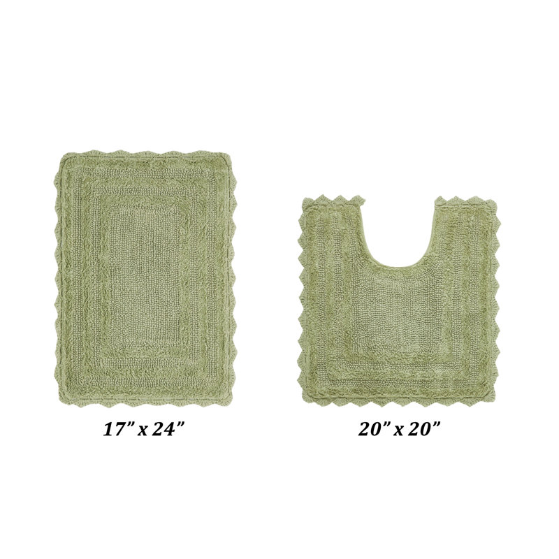 Rasika 100% Cotton Tufted 2 Piece Bathroom Rug Set, Reversible, Super Absorbent & Extra Soft Machine Washable Bath Rug Ideal for Shower & Tub Areas