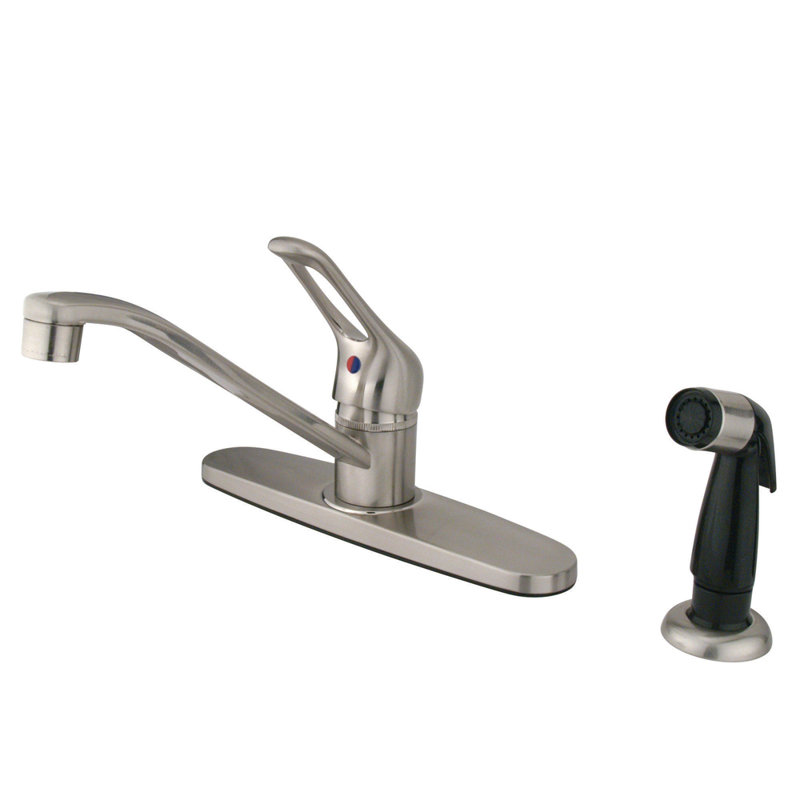 Kingston Brass Wyndham One-Handle 4-Hole 8" Centerset Kitchen Faucet with Side Sprayer