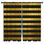 Motif de rideaux de fenêtre dorés à rayures noires et transparentes - 2 panneaux