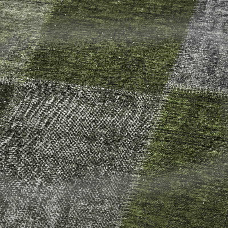 Jeté patchwork Addison Sherpa ASB663, Olive