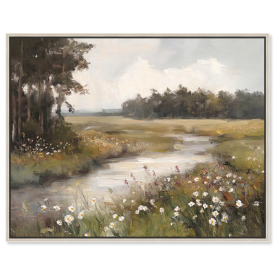 Art, paysage de campagne, toile, arbres et feuillage