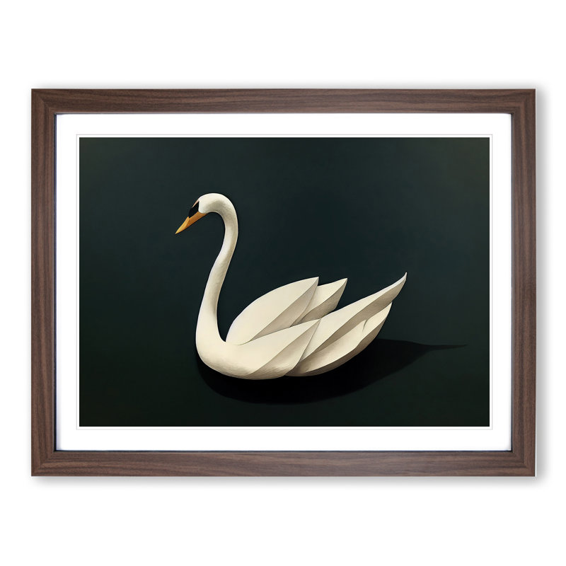 Intense Swan - Framed Print, 25cm H x 34cm W x 2cm D, Walnut