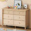 Commode 6 tiroirs avec rangement, large commode pour chambre de bébé, chêne-2073579870