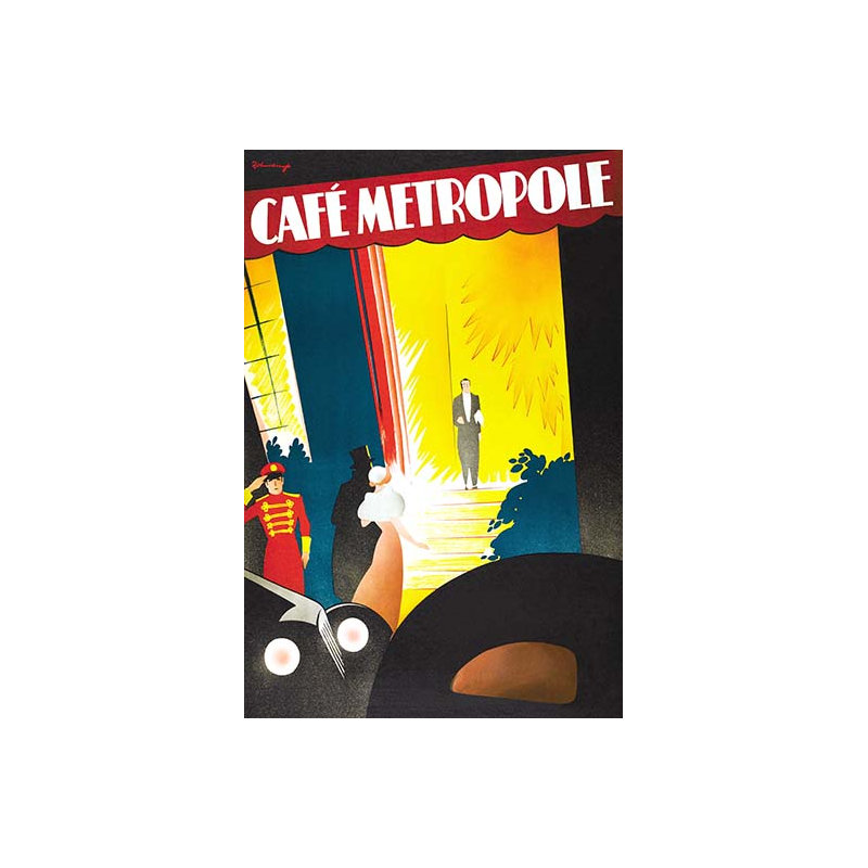 Café métropole-publicités, H 42 po x l 28 po x P 1,5 po