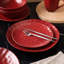 Service de vaisselle 16 pièces en porcelaine Stone Lain Sam, service de vaisselle pour 4, rouge