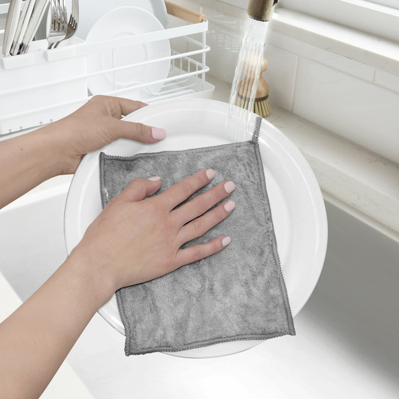 Ensemble de 6 linges de cuisine unis, Gris