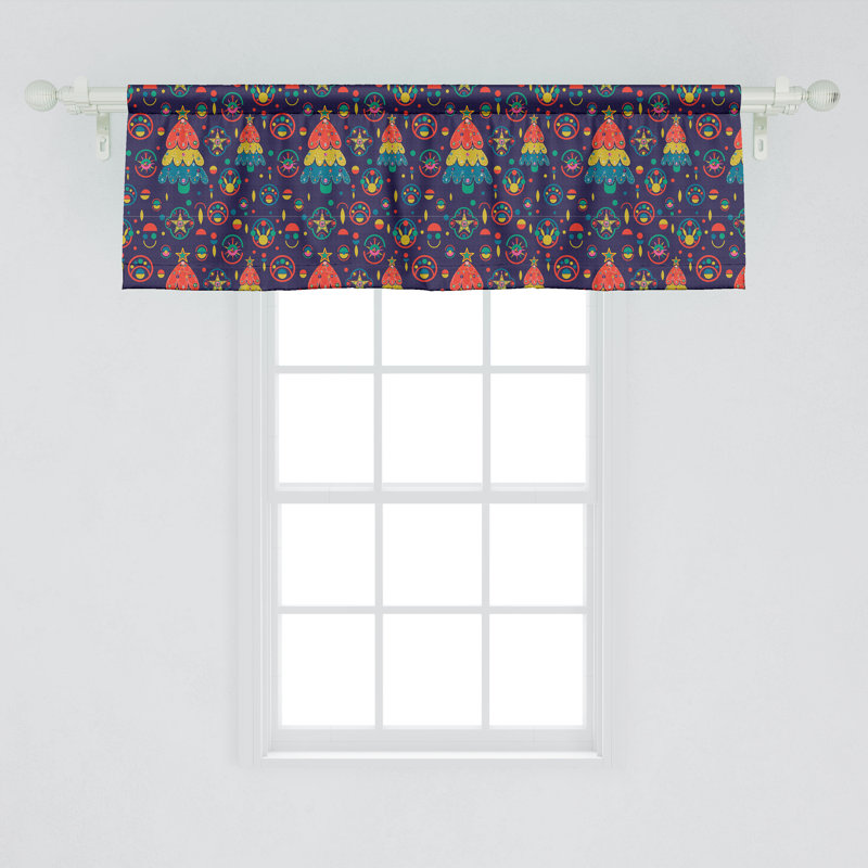Holiday Theme Multicolor Satin Rod Pocket Valance, 54" x 12"