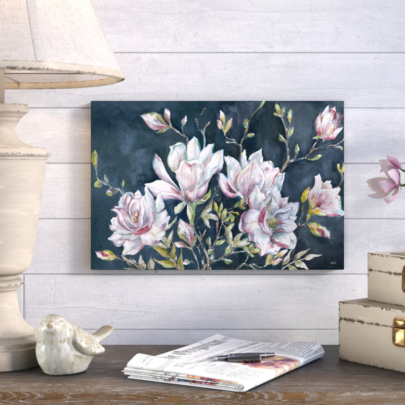 « magnolia on black », reproduction sur toile tendue, 10 po x 15 po