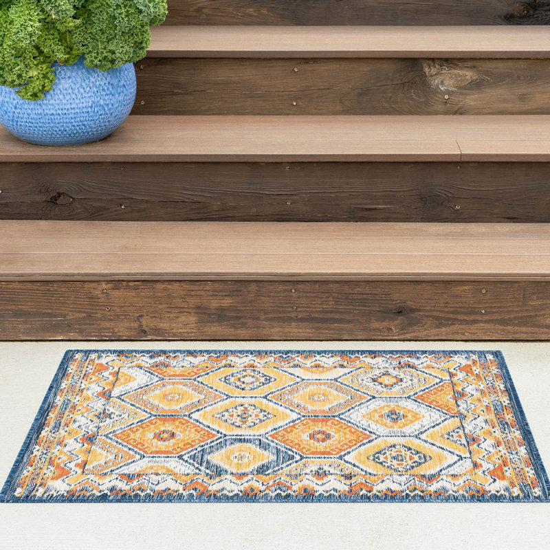 Tapis intérieur / extérieur en polypropylène à tissage plat réversible Deltufo, Rectangle 2 pi x 3 pi