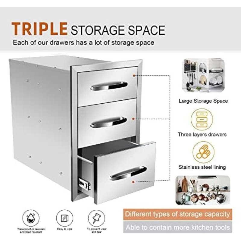 Flush Mount Enclosed Built-In Kitchen Drawers