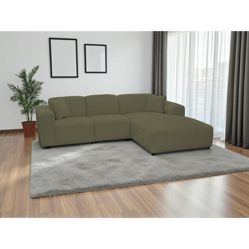 4 Seater Corner Sofa , Right Hand Facing, Green
