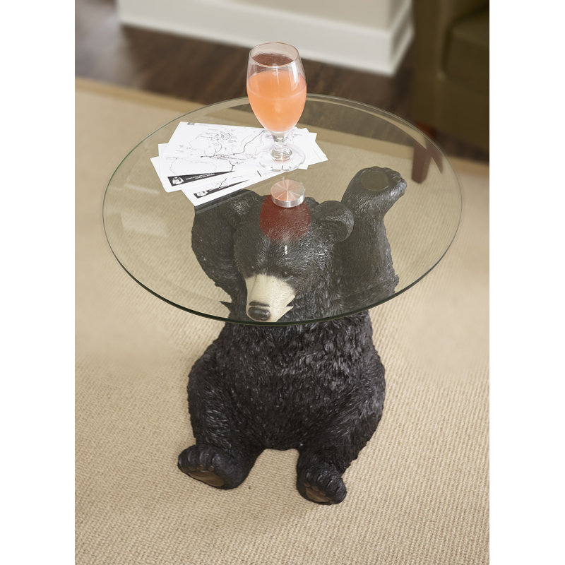 Kershaw Bear 20” Glass Top End Table