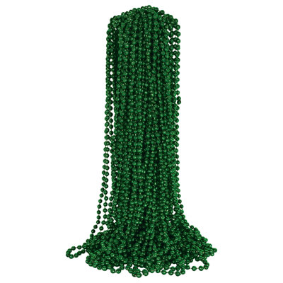 Perles de fête Beistle Green - paquet de 50, colliers de perles en plastique en vrac, accessoires de costume légers pour le Mardi Gras, réveillon du Nouvel An, fêtes à thème, décor de scène, accessoires de photomaton et décoration d'événement, 33 po