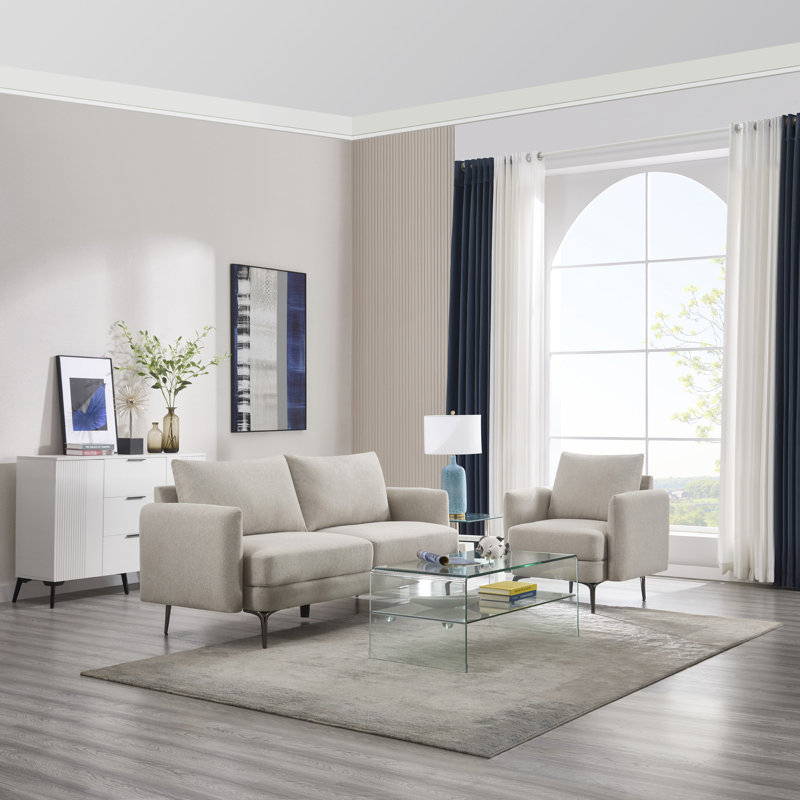 Sofia 1+3 Seater Fabric Sofa Set, Beige