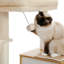 Arbre à chat de 51 po Adai pour grands chats, tour d'arbre à chat en bois pour chats d'intérieur avec maisonnette confortable pour chat, poteau à griffes recouvert de sisal et boules suspendues remplaçables-1881267737