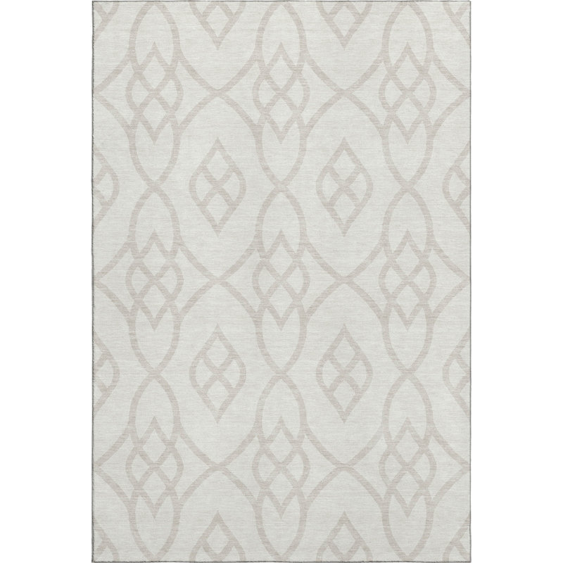 Premium Machine Washable Prisco Ivory Rug, Rectangle 9' x 12'