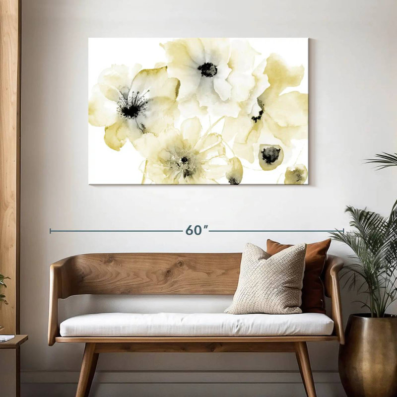Harnek Gray Yellow Flora II, 30" H x 45" W