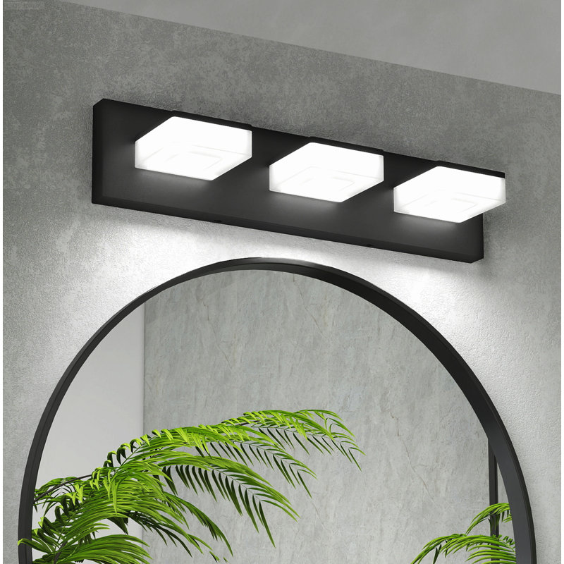 6 lumières de meuble-lavabo modernes rotatives à 360 ° à 6 lumières DEL avec 3 températures de couleur, noir mat