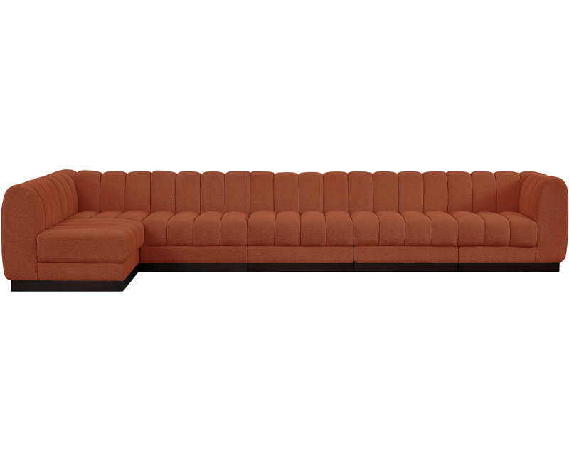 Canapé modulaire rembourré 6 pièces Quinn, Tissu cognac chenille