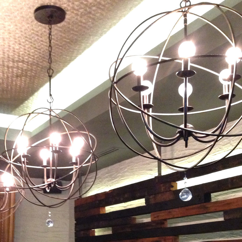 Jayden 6 - Light Statement Globe Chandelier with Hand Blown Glass Accents, English Bronze, 108.5" H x 22.5" W x 22.5" D