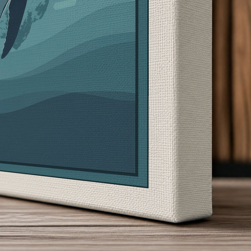 Whale and Mountain Minimalist - Wrapped Canvas, 18x12 - 45.7 x 30.5 cm, Cream Border
