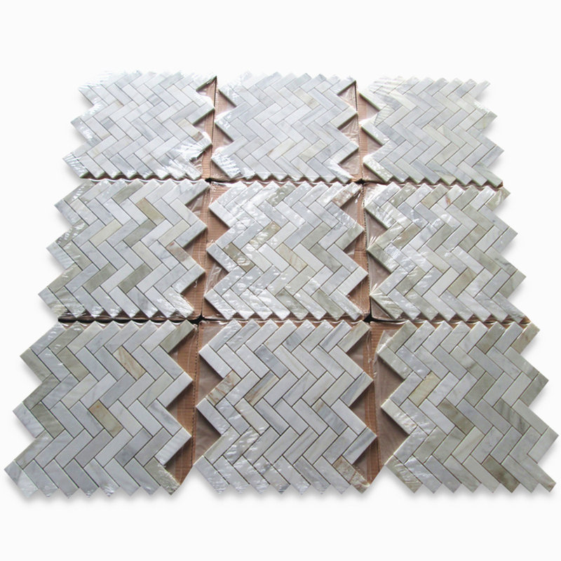 Calacatta 13" x 12" Marble Mosaic Tile, LIght Gray