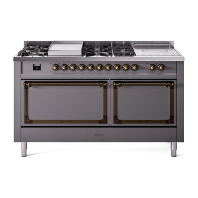ILVE Nostalgie II Noblesse 60 in Dual Fuel Range 7 Burner, Griddle, Frenchtop