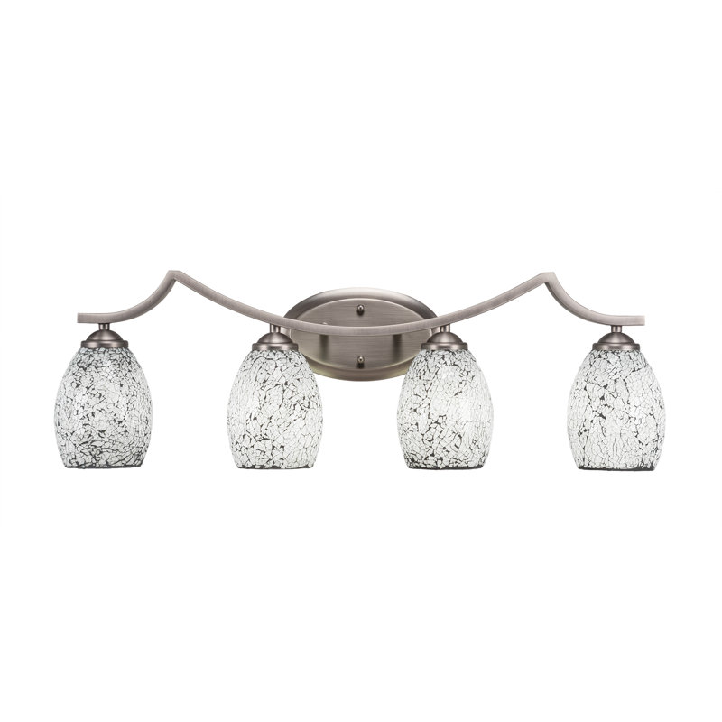Zilo 4 Light Bath Bar Shown In Graphite Finish With 5" Black Fusion Glass, Natural, Graphite