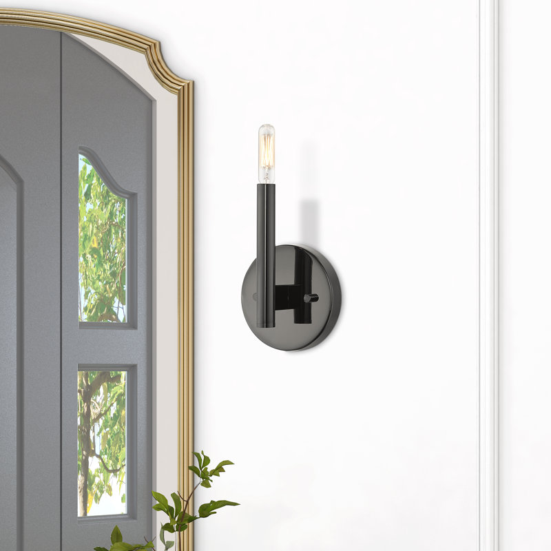 Marimar Steel Candle Wall Light, Black Chrome