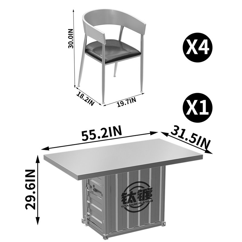 Katileya Pedestal Dining Set, 29.6"H x 55.2"L x 31.5"W