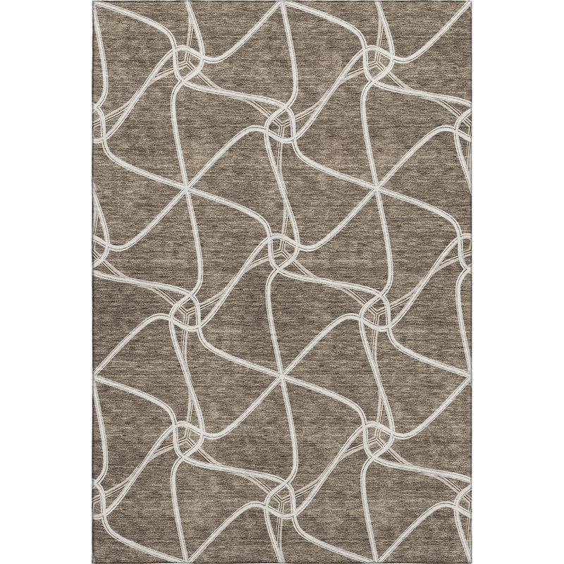 Premium Machine Washable Prisco Brown Rug, Rectangle 5' x 7'6"
